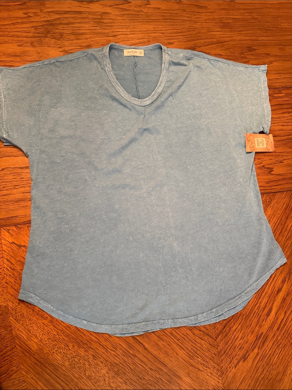 Washed Sky Blue V-Neck Short Sleeve Tee